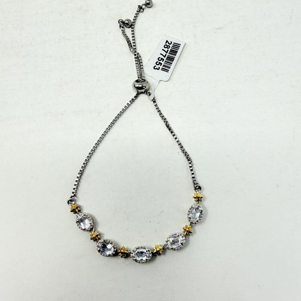 Shop‎ LC KARIS Collection White Topaz Brass Bolo Bracelet Adjustable 5103